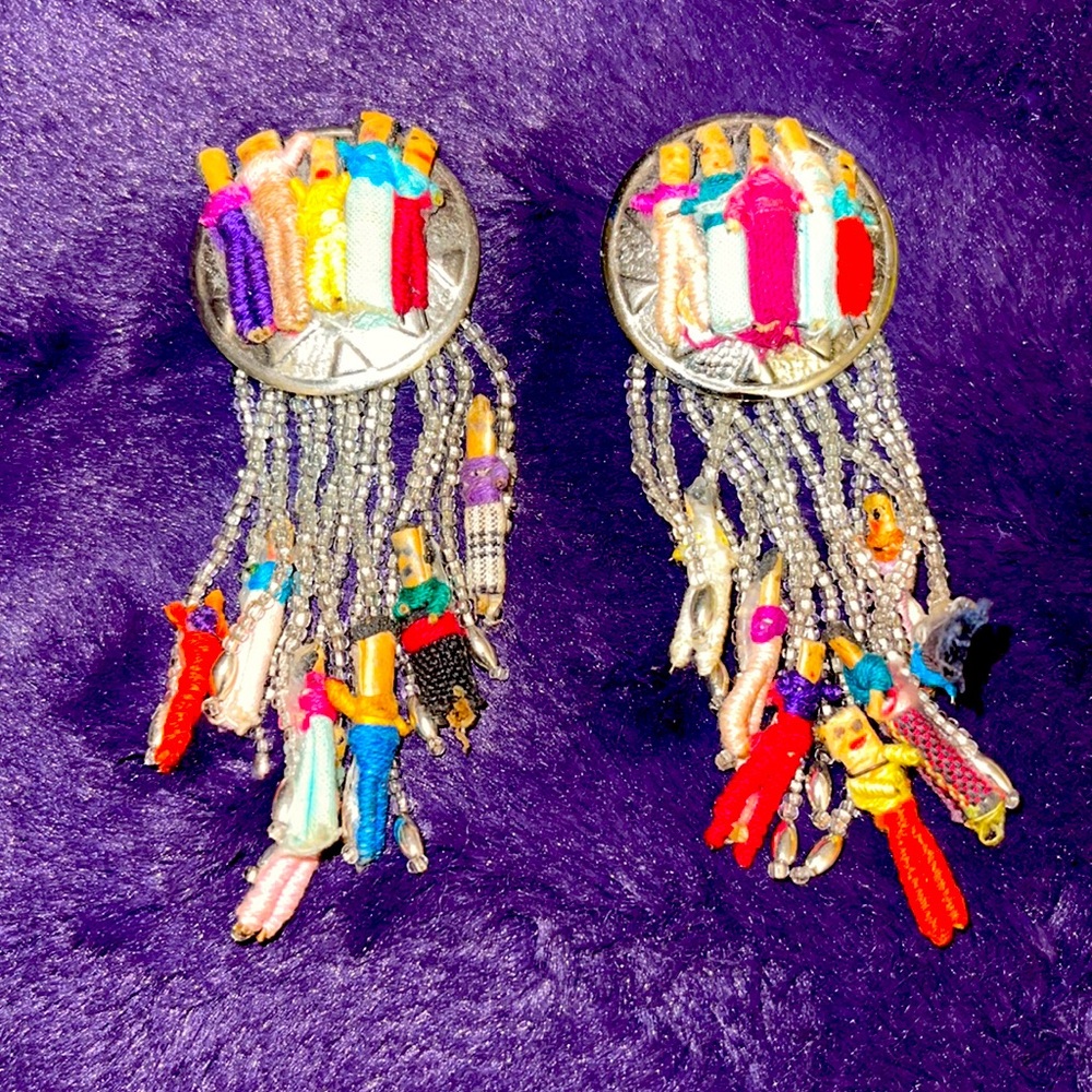 Vintage Worry Trouble Clip Earrings